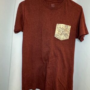 DAX Thomas Graphic Tee Map Pocket Short Sleeve Casual Top Size‎ S